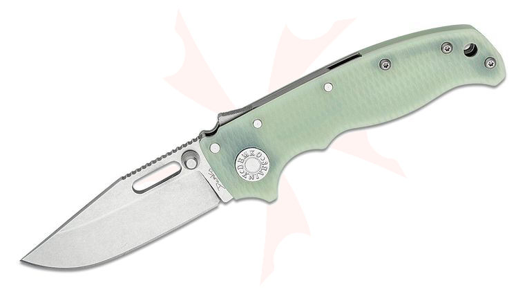 Andrew Demko AD20.5 Shark Lock Folding Knife 3.2 inch CPM-S35VN Clip Point Blade, Textured Natural (Jade) G10 Handles