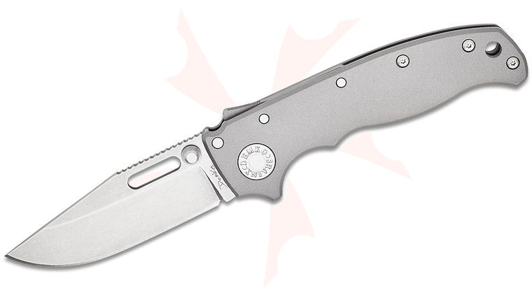 Andrew Demko AD20.5 Shark Lock Folding Knife 3.2 inch CPM-20CV Clip Point Blade, Smooth Titanium Handles