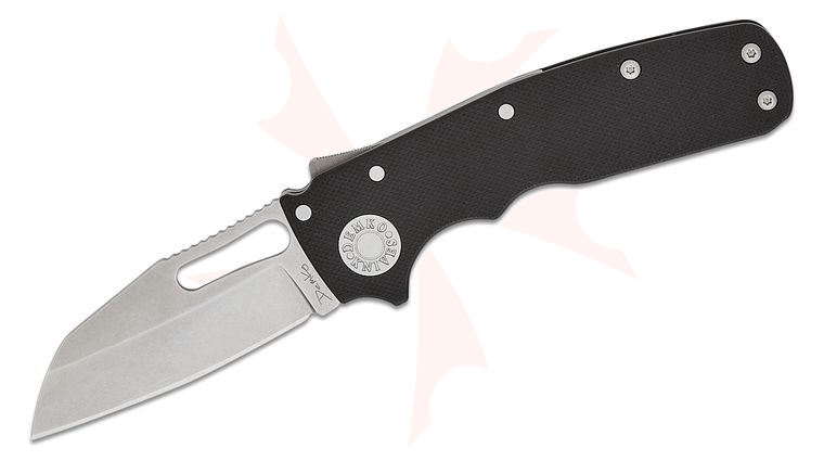 Andrew Demko Shark-Cub Shark Lock Folding Knife 2.75 inch CPM-20CV Stonewashed Shark Foot Blade, Black G10 Handles, Reversible Deep Carry Clip