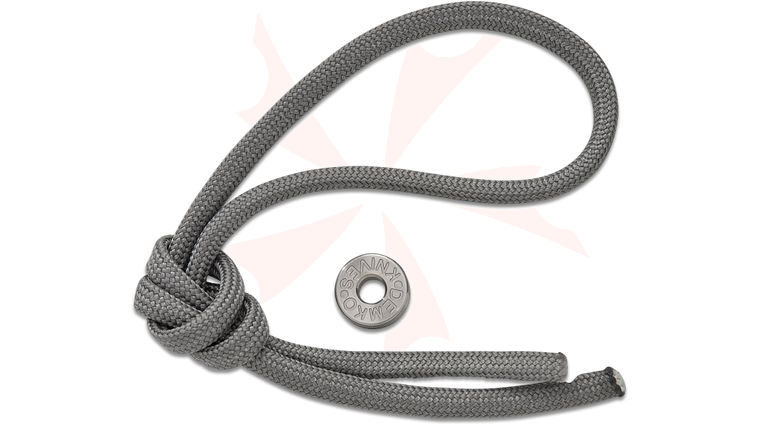 Demko Knives Titanium Bead with Gray Paracord Lanyard