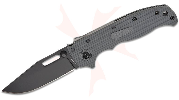 Andrew Demko AD20.5 Shark Lock Folding Knife 3.2 inch D2 Black DLC Clip Point Blade, Gray Grivory Handles, Reversible Clip