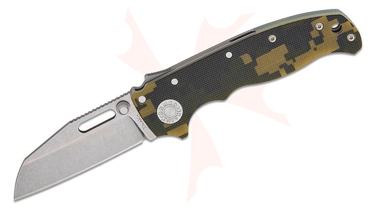 Andrew Demko AD20.5 Shark Lock Folding Knife 3 inch CPM-3V Shark Foot Blade, Peel-Ply Digital Camo G10 Handles, Reversible Clip