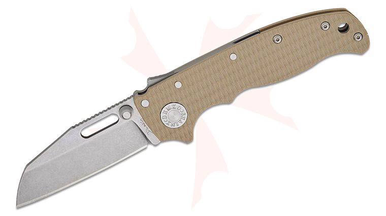 Andrew Demko AD20.5 Shark Lock Folding Knife 3 inch CPM-3V Shark Foot Blade, Coyote Tan G10 Handles, Reversible Clip