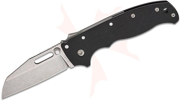 Andrew Demko AD20.5 Shark Lock Folding Knife 3 inch D2 Shark Foot Blade, Peel-Ply Black G10 Handles, Reversible Clip