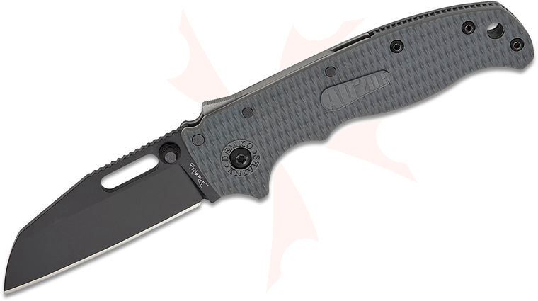 Andrew Demko AD20.5 Shark Lock Folding Knife 3 inch D2 Black DLC Shark Foot Blade, Gray Grivory Handles, Reversible Clip