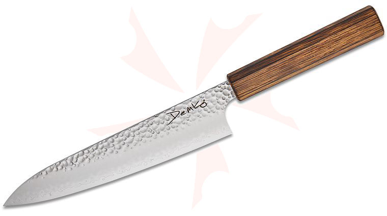 Demko Knives Japanese San Mai Kitchen Cutlery Gyuto Chef's Knife 8 inch VG10 San Mai Blade, Japanese Red Oak Handle
