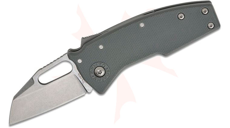 Andrew Demko Nano Shark Shark Lock Folding Knife 2.25 inch AUS-10A Stonewashed Shark Foot Blade, Gray GRN Handles, Reversible Deep Carry Clip