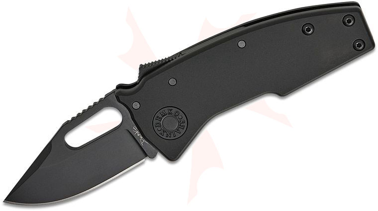 Andrew Demko Nano Shark Stealth Shark Lock Folding Knife 2.375 inch CPM-20CV Black DLC Clip Point Blade, Black Aluminum Handles, Reversible Deep Carry Clip