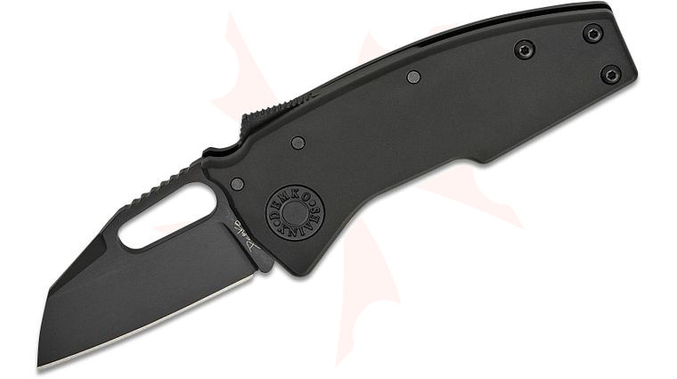 Andrew Demko Nano Shark Stealth Shark Lock Folding Knife 2.25 inch CPM-20CV Black DLC Shark Foot Blade, Black Aluminum Handles, Reversible Deep Carry Clip
