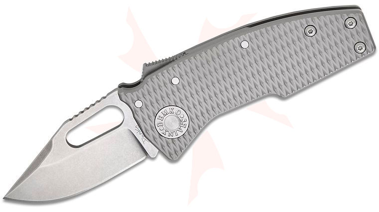 Andrew Demko Nano Shark Shark Lock Folding Knife 2.375 inch CPM-20CV Stonewashed Clip Point Blade, Textured Titanium Handles, Reversible Deep Carry Clip