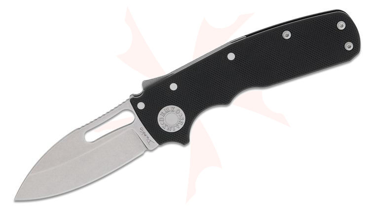 Andrew Demko Shark-Cub Shark Lock Folding Knife 2.75 inch CPM-20CV Stonewashed Slicer Shark Blade, Black G10 Handles, Reversible Deep Carry Clip