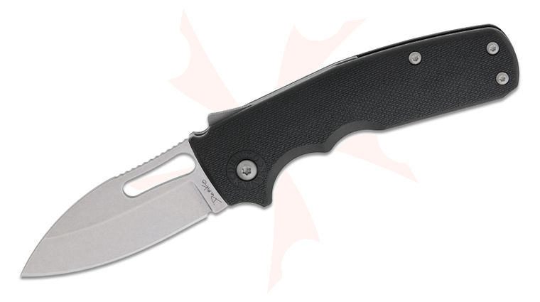 Andrew Demko Shark-Cub Shark Lock Folding Knife 2.75 inch AUS-10A Stonewashed Slicer Shark Blade, Black Grivory Handles, Reversible Deep Carry Clip