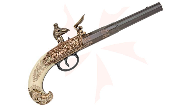 Denix Reproduction 18th Century Russian Flintlock Pistol, Non-Firing