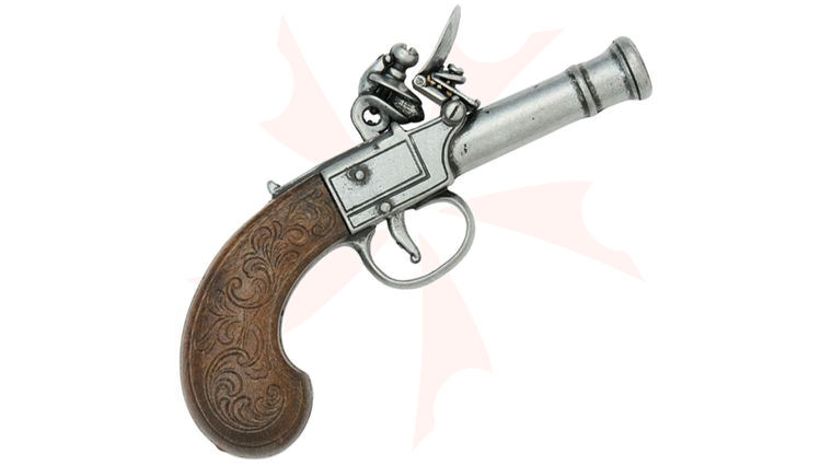 Denix Reproduction Men's Pocket Flintlock Pistol In Gray Finish, Non-Firing