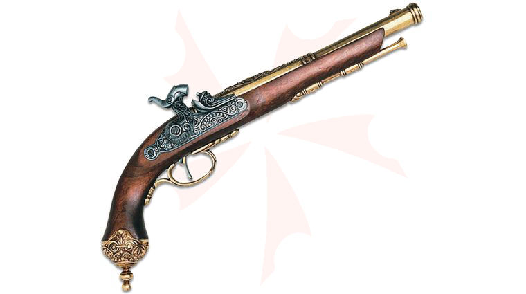Denix Reproduction 1825 Italian Percussion Dueling Pistol, Brass, Non-Firing
