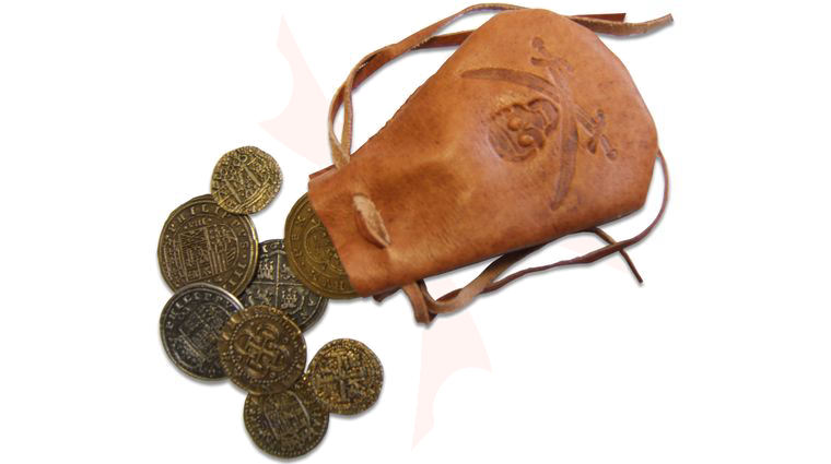 Denix Leather Pouch with Replica Pieces of Eight