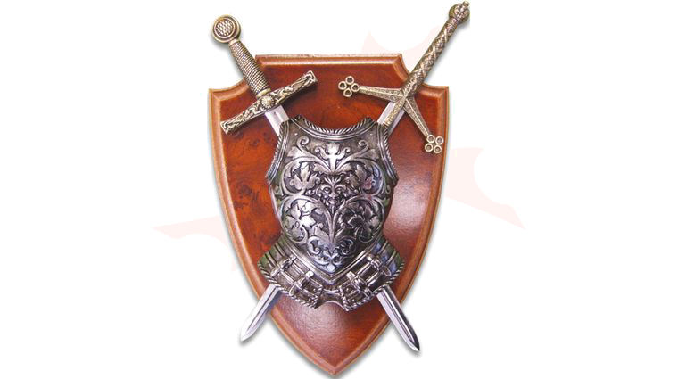 Denix Crossed Mini-Sword Plaque with Cuirass