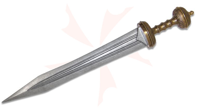 Denix Reproduction Roman Sword with Brass Trim, Red Scabbard