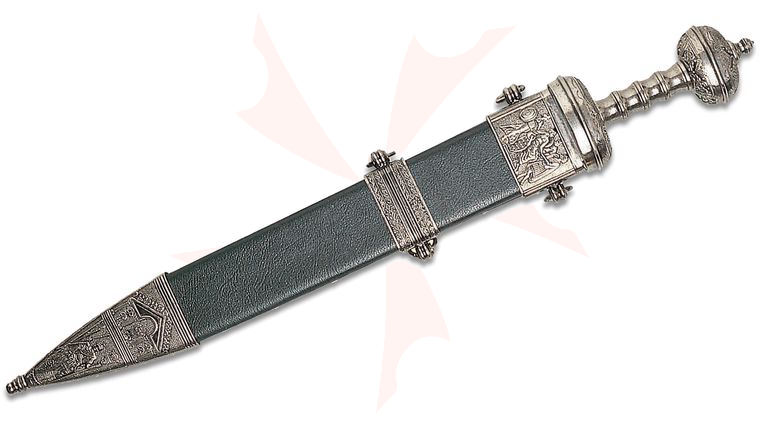 Denix Reproduction Roman Sword with Nickel Trim, Black Scabbard