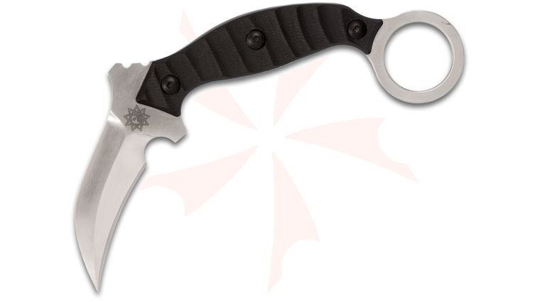Derespina Production Model 10 Karambit Fixed Blade Knife 2.75 inch D2 Hawkbill, Milled Black G10 Handles, Kydex Sheath