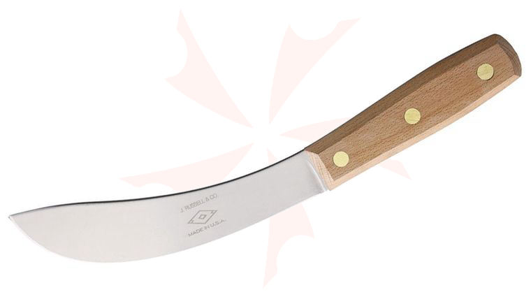 Dexter Green River Fixed Skinning Knife 6 inch Carbon Steel Satin Curved Blade, Wooden Handle, No Sheath