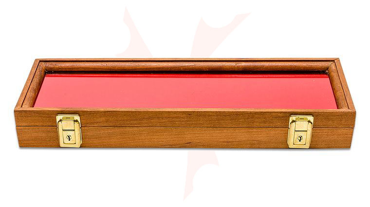 S&D Enterprises Cherry Wood Display Case 7 inch x 18 inch x 1.875 inch