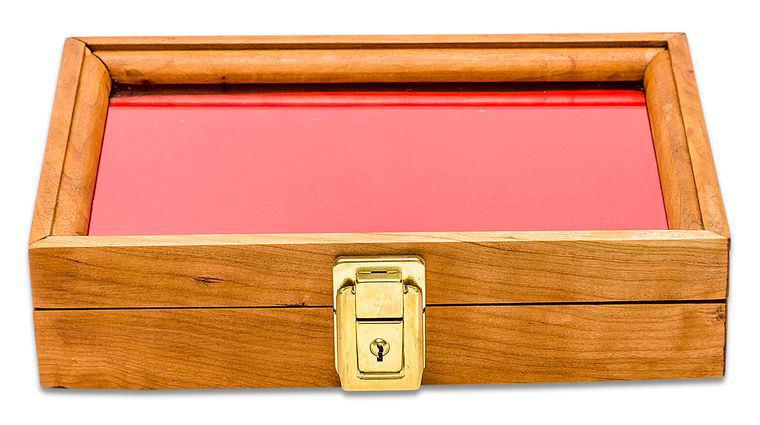 S&D Enterprises Cherry Wood Display Case 7.5 inch x 9.5 inch x 1.875 inch