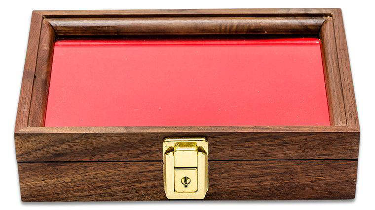 S&D Enterprises Walnut Wood Display Case 7.5 inch x 9.5 inch x 1.875 inch