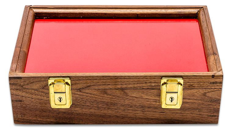 S&D Enterprises Walnut Wood Display Case 9.5 inch x 12 inch x 2.875 inch