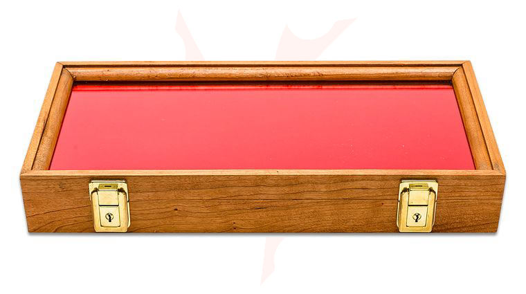 S&D Enterprises Cherry Wood Display Case 9.25 inch x 15.75 inch x 1.875 inch