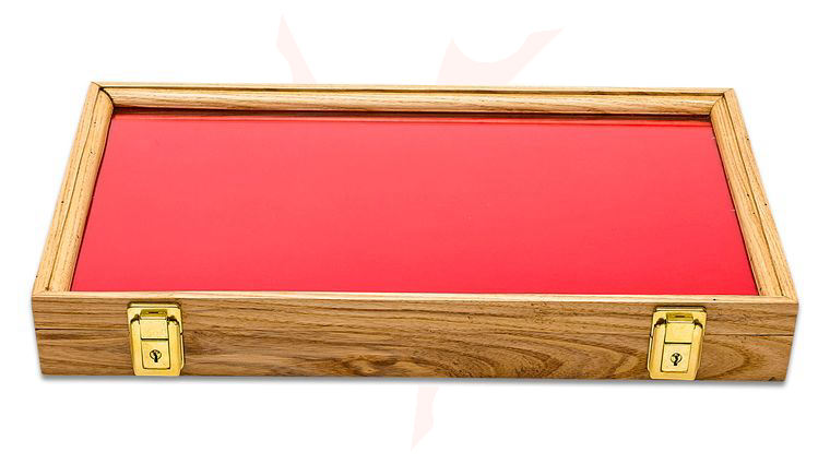 S&D Enterprises Oak Wood and Glass Display Case 12 inch x 18 inch x 1.875 inch
