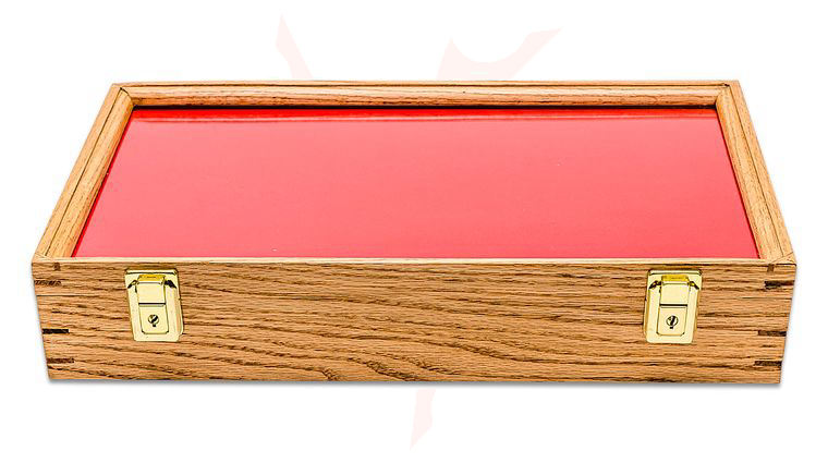 S&D Enterprises Oak Wood and Glass Display Case 12 inch x 18 inch x 2.875 inch