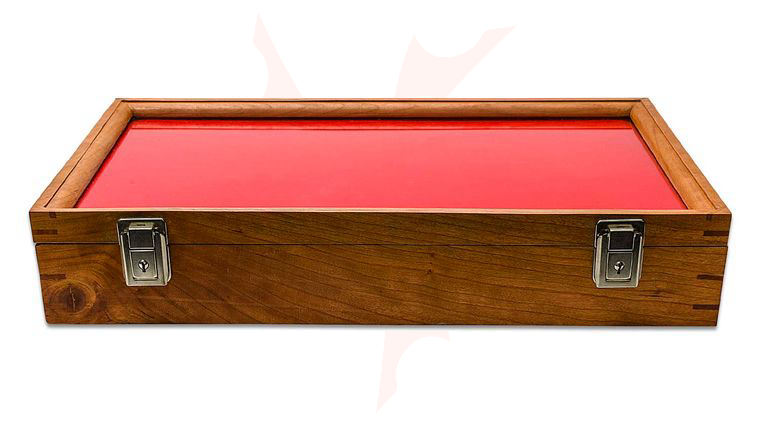 S&D Enterprises Cherry Wood and Glass Display Case 12 inch x 18 inch x 2.875 inch