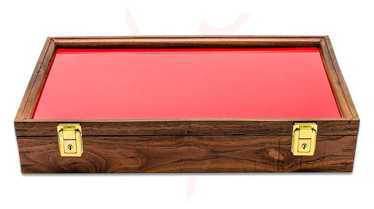 S&D Enterprises Walnut Wood and Glass Display Case 12 inch x 18 inch x 2.875 inch