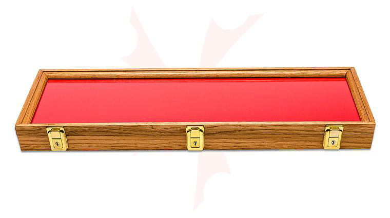 S&D Enterprises Oak Wood Hinged Display Case 9 inch x 25 inch x 2 inch