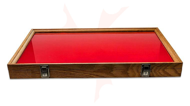 S&D Enterprises Oak Wood Hinged Display Case 18 inch x 24 inch x 1.875 inch