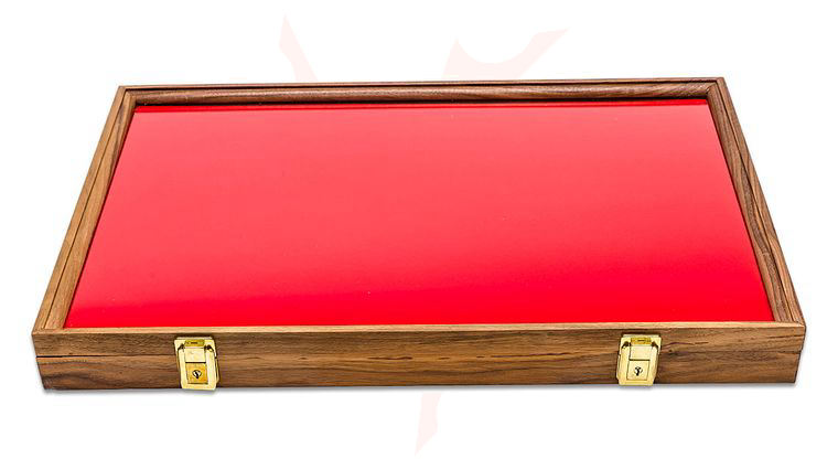 S&D Enterprises Walnut Wood Hinged Display Case 18 inch x 24 inch x 1.875 inch