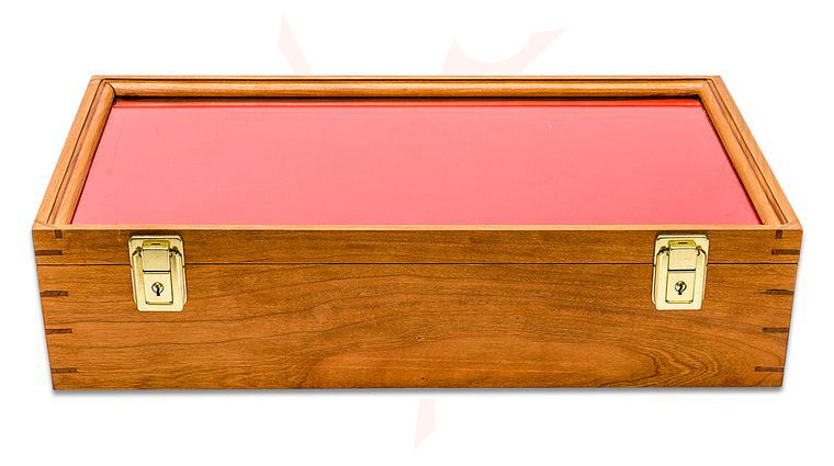 S&D Enterprises Cherry Wood Hinged Display Case 12 inch x 18 inch x 3.875 inch