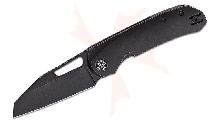 Divo Knives Buzz Blacked Out Front Flipper Knife 3.3 inch CPM-20CV Black Stonewashed BuzzCliffe Blade, Black Stonewashed Titanium Handles