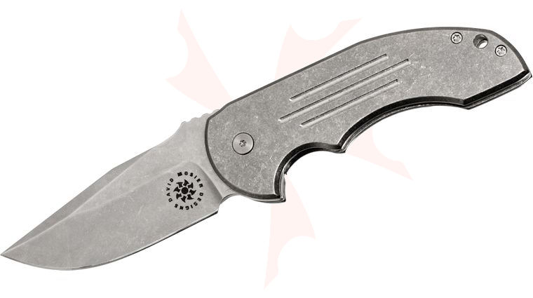 David Mosier Knives Crossfire Mid-tech Flipper 3.5 inch CPM-154 Plain Blade, Titanium Handle