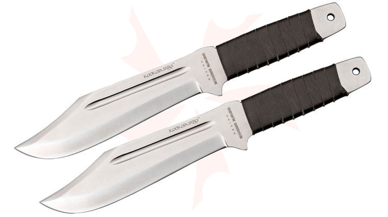 Down Under Knives Kookaburra Throwing Knives 6.875 inch Blade, Leather Wrapped Handle, Brown Leather Sheath