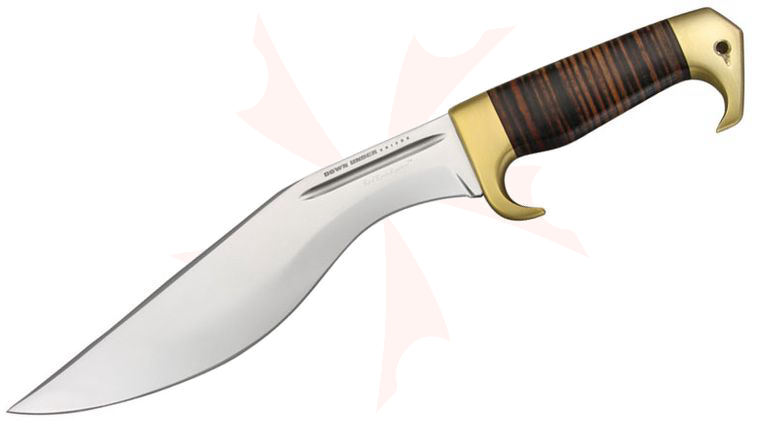 Down Under Knives Red Rock Raptor 10-1/4 inch Polished Kukri Blade, Leather Handle