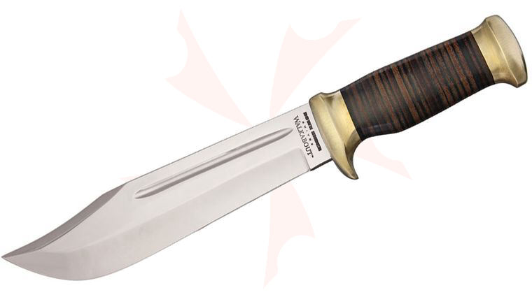 Down Under Knives The Walkabout Bowie Knife 8 inch Polished Blade, Leather Handle