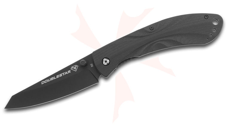 DoubleStar DSKI100-BLK Brimstone Folding Knife 3.5 inch Black D2 Sheepsfoot Blade, Black G10 Handles