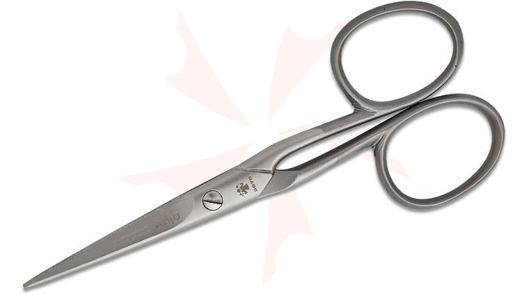 DOVO  inchAnja inch Embroidery Scissors 4 inch Stainless Steel, Satin, Black Leather Sheath