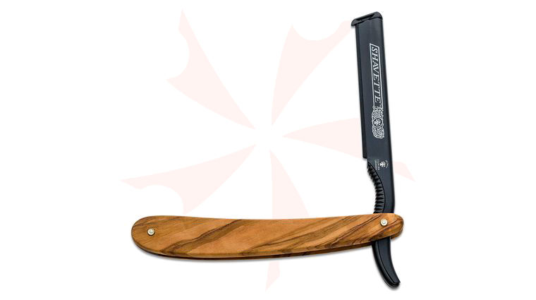 DOVO Shavette Replaceable Blade Straight Razor, Olive Wood Handle