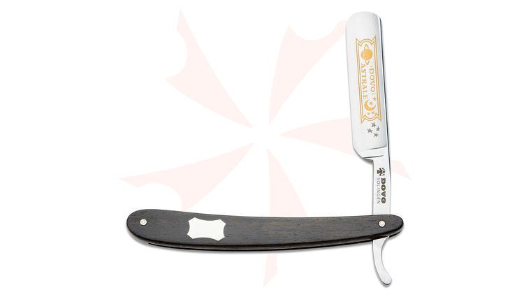 DOVO Astrale Straight Razor 5/8 inch Half Hollow Ground Carbon Steel Blade, Ebony Wood Handle with Engraving Plate (558130)