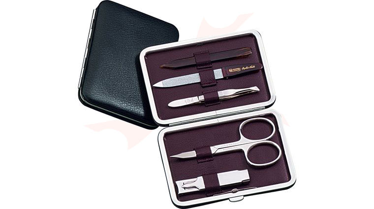 DOVO 5-Piece Manicure Set in Black Leather Case