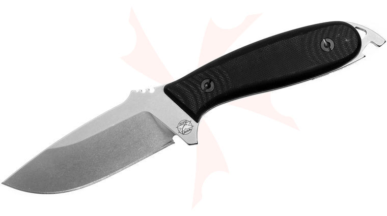 DPx Gear HEFT 4 MilSpec Fixed 4 inch Stonewash Niolox Blade, Black G10 Handles, Cordura Sheath