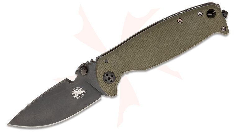 DPx Gear HEST 2.0 Right Handed Folder 3.25 inch D2 Black Plain Blade, Titanium and OD G10 Handles